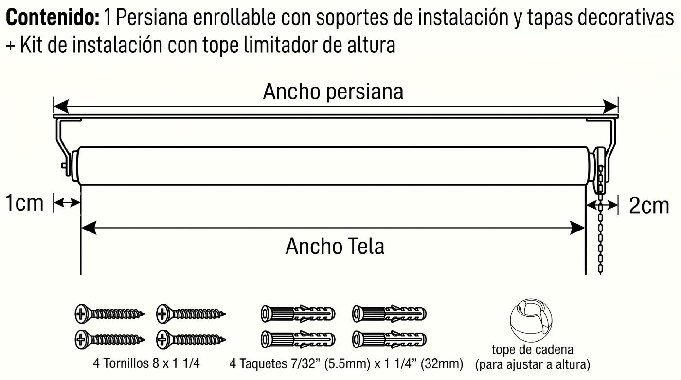 Especificaciones técnicas de la persiana